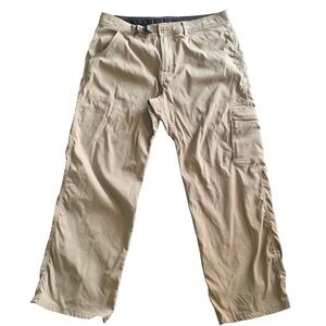 PrAna Mens Breathe Stretch Zion Khaki outdoor hiking Cargo Pants XL 32L